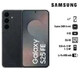 هاتف سامسونج جالاكسي S25 FE بمعالج اكسينوس 2400 وذاكره وصول عشوايي 8 جيجابايت وسعه تخزين 256 جيجابايت.