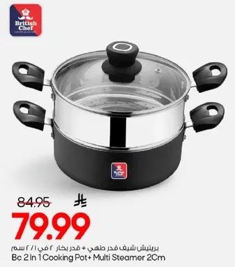 وعاء طهي 2 في 1 + بخار متعدد 2 سم