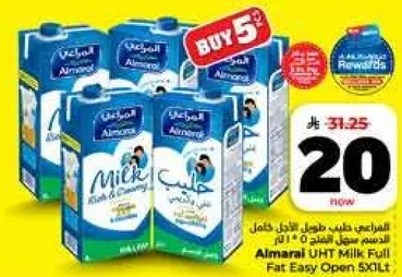Almarai UHT Milk Full Fat Easy Open 5XL.