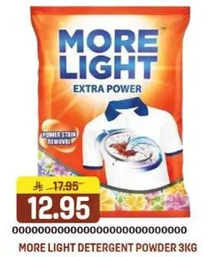 مسحوق غسيل مور لايت 3 كجم بقوه اضافيه لازاله البقع بفعاليه.