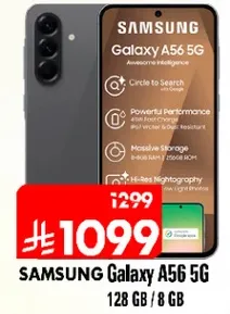 SAMSUNG Galaxy A56 5G with 128 GB storage and 8 GB RAM.