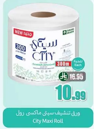ورق تنشيف سيتي ماكسي رول 300 متر.