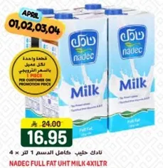 حليب كامل الدسم نايدك 4 × 1 لتر
