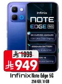 انفينكس نوت ايدج 5G بسعه 256 جيجابايت وذاكره وصول عشوايي 8 جيجابايت.
