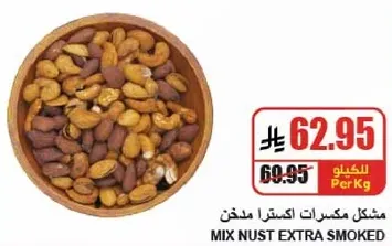 Mixed extra smoked nuts.