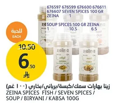 زينا بهارات سمك/كيسه/برياني/كبسه 100غ