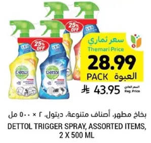 بخاخ مطهر، اصناف متنوعه، ديتول، 2 × 500 مل