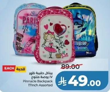 حقيبه ظهر متنوعه 17 بوصه