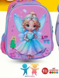 حقيبه ظهر ملونه تحمل تصميم جنيه، مناسبه للاولاد والبنات.