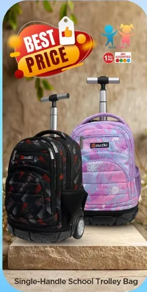 حقيبه مدرسيه بعجلات ذات مقبض واحد