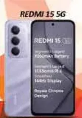 REDMI 15 5G مع بطاريه قويه بسعه 5000 مللي امبير، مزود بشاشه بحجم 6.79 بوصه ودقه 1440 بكسل.