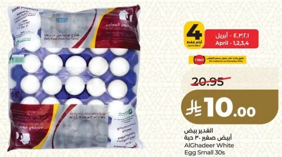 بيض الغذير الابيض صغير 30 حبه