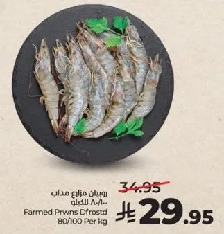 روبيان مزرعه مذاب 80/100 للكilo