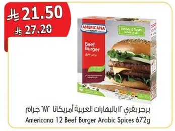 Americana 12 Beef Burger Arabic Spices 672g