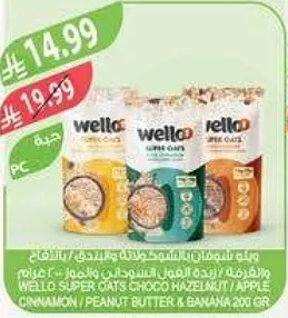 ويلي سوبر اوتس شوكولاته بندق / تفاح قرفه / زبده فول سوداني وموز 200 جرام