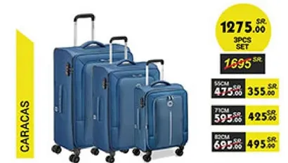 3 pieces set of luggage in blue color.