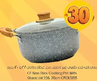 وعاء طهي غير لاصق مع غطاء زجاجي 22 سم و 20 سم CFCK1355