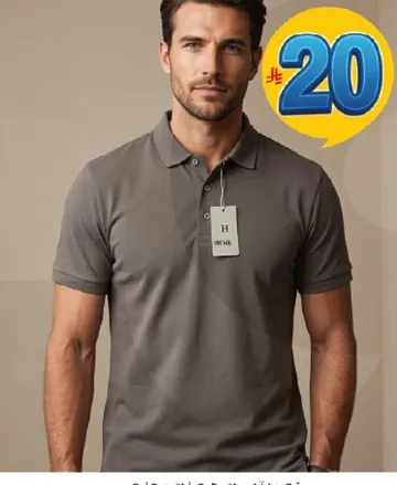 قميص بولو انيق للرجال باللون الرمادي.