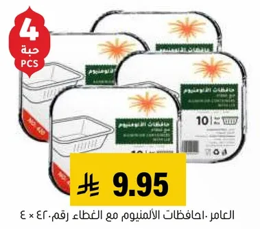 حافظات الالمنيوم مع الغطاء، رقم ٤٣ × ٣٠ سم، عبوه ٤ قطع.