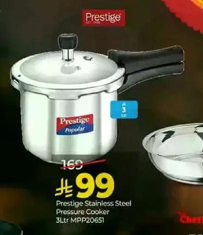 Prestige Stainless Steel Pressure Cooker 3Ltr MPP20651