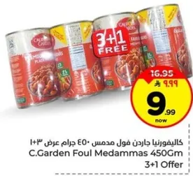 كالفورنيا جاردن فول مدمس 450 جرام - عرض 3+1