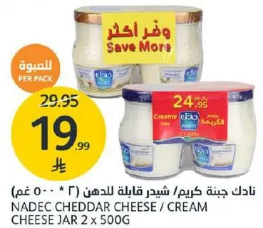 Nadec Cheddar Cheese / Cream Cheese Jar 2 x 500g