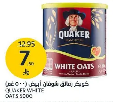 كويكر رقايق شوفان ابيض 500 غم