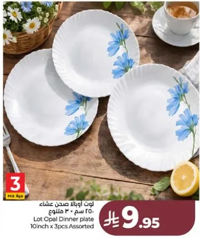 طقم صحون عشاء اوبال 10 انش × 3 قطع متنوعه