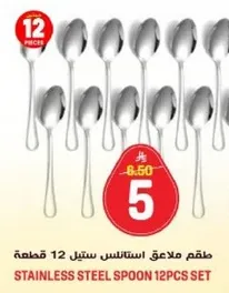 طقم ملاعق ستانلس ستيل 12 قطعه.