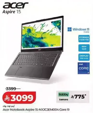 Acer Notebook Aspire 15-NXJCJEM004 Core i9