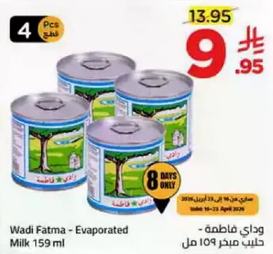 وادي فاطمه - حليب مبخر 159 مل