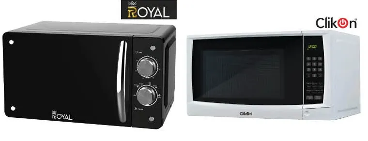 افران ميكروويف من ماركات رويال وكليكون، مصممه للطهي واعاده التسخين بكفاءه.