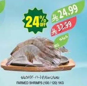 روبيان مزارع (100/120) 1كجم