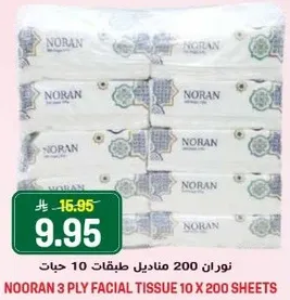 نوران 200 مناديل طيقات 10 حبات