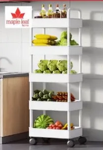 عربه تخزين متعدده المستويات مثاليه لتنظيم الفواكه والخضروات في المطبخ.