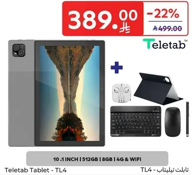 Teletab Tablet - TL4 with 10.1 inch display, 512GB storage, 8GB RAM, 4G & WiFi.