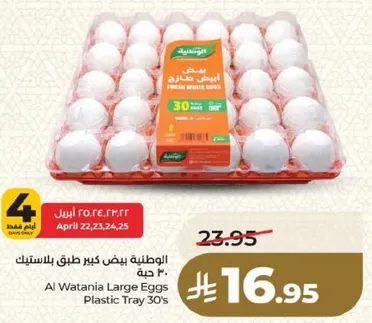 الوطنيه بيض كبير طازج بالستيك 30 حبه