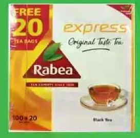 Rabea Express Original Taste Tea, Black Tea, 100g with 20 free tea bags.