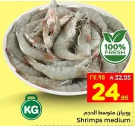 روبيان متوسط الحجم، 100% طازج.