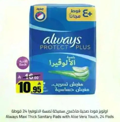 فوط صحيه ماكسي سميكه مع لمسه من الالوفيرا 24 قطعه