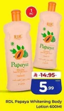لوشن الجسم المبيض من RDL بابايا 600 مل