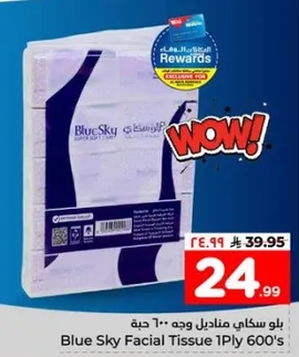 Blue Sky Facial Tissue 1Ply 600's