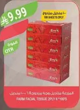 مناديل فارم للوجه 2 طبقه 100 ورقه