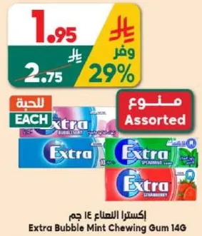 Extra Bubble Mint Chewing Gum 14g