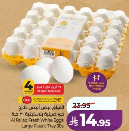 الفيلاق بيض ابيض طازج كبير بحجم البلاستيك 30 حبه