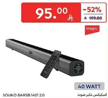 Sound Bar SB 1401 2.0 with remote control, 40 watt.