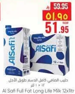 Al Safi Full Fat Long Life Milk 12x1L