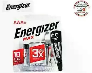 بطاريات Energizer Max AAA توفر طاقه طويله الامد لاجهزتك.