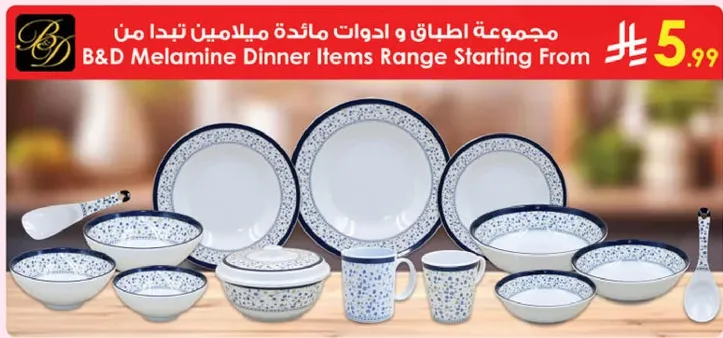 مجموعه اطباق و ادوات مايده ميلامين تبدا من