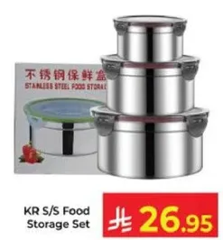 Stainless steel food storage set.